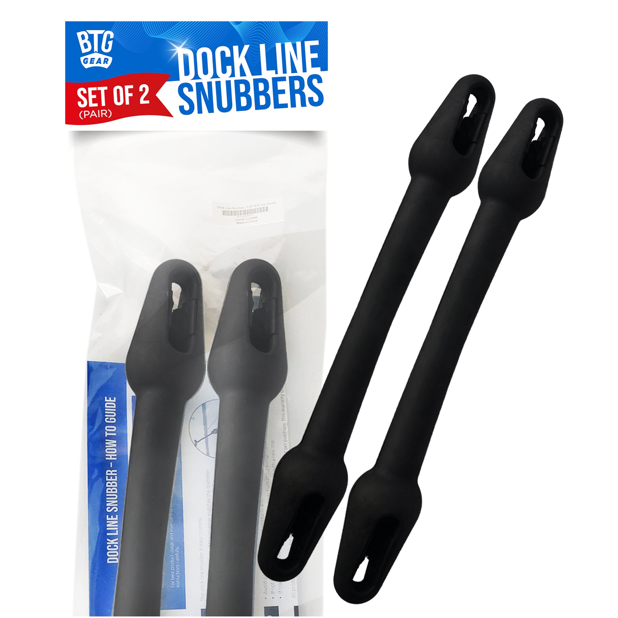 BTG Gear Boat Dock Line Snubbers (Set of 2) for Marine Mooring Ropes