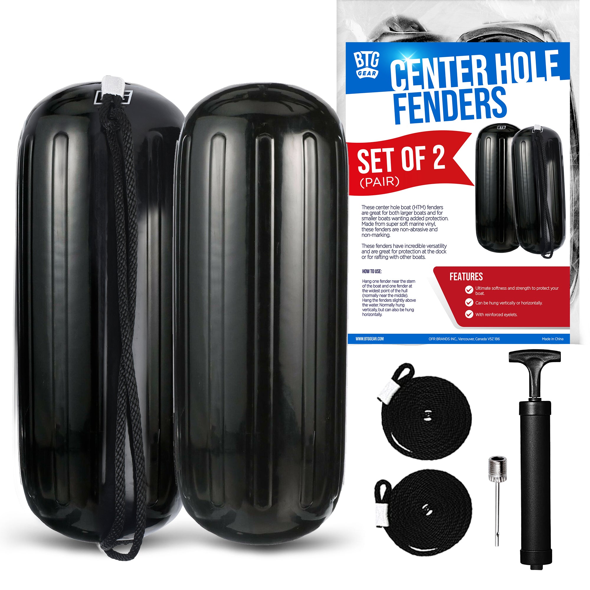 BTG Gear Center Hole in Middle Boat Fenders (Set of 2) 8