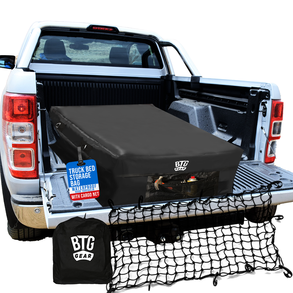 Pickup Truck Cargo/Storage Bag w/Cargo Net, 100% Waterproof + Front Pocket