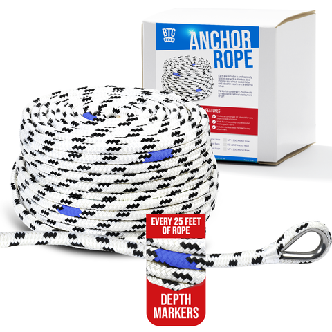 BTG Gear Nylon Boat Anchor Line w/Stainless Steel Thimble & Depth Markers